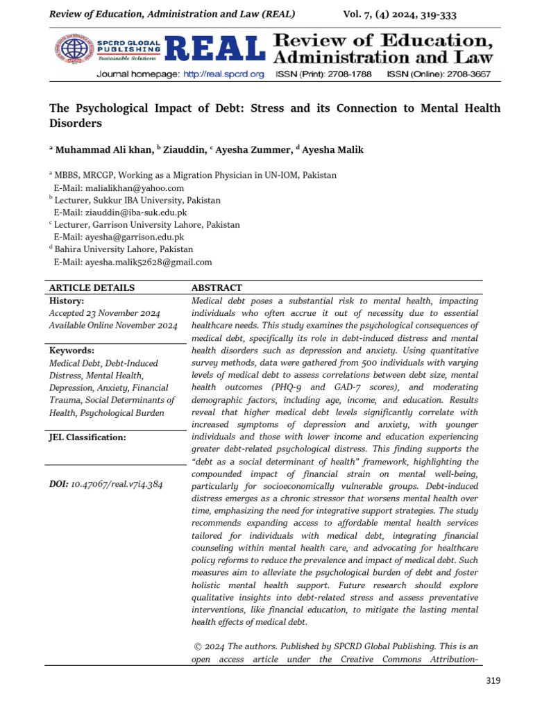 The Psychological Impact of Debt Stress and Its Connection To Mental ...