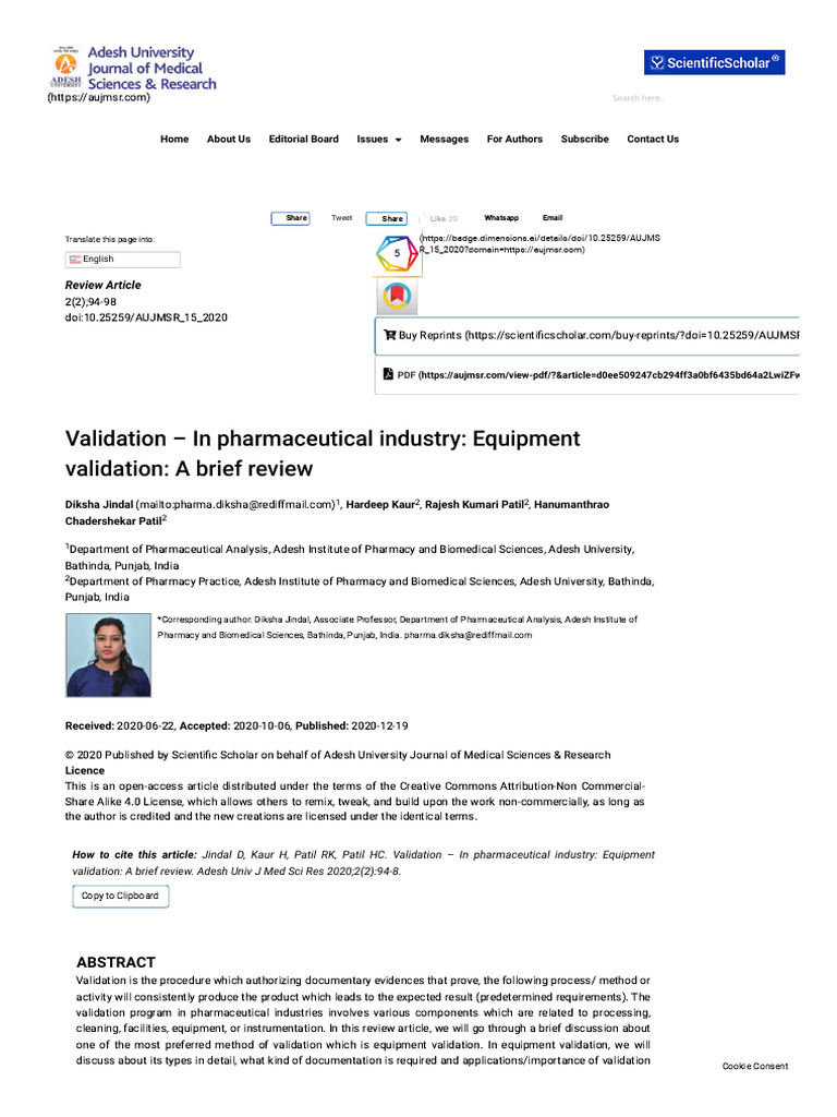 Equipment Validation in Pharma Industry | PDF | Verification And ...
