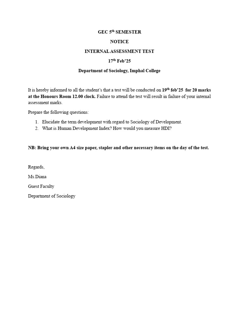Gec 5 Semester Notice Internal Assessment Test 17 Feb'25 Department of ...