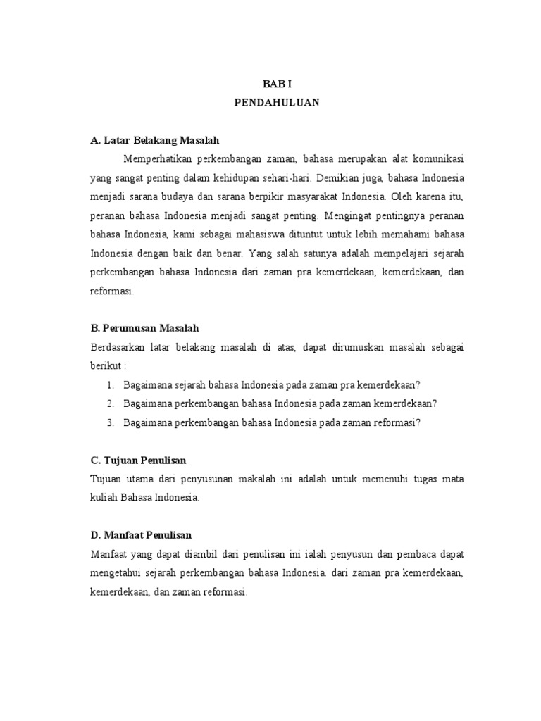 Sejarah Perkembangan Bahasa Indonesia