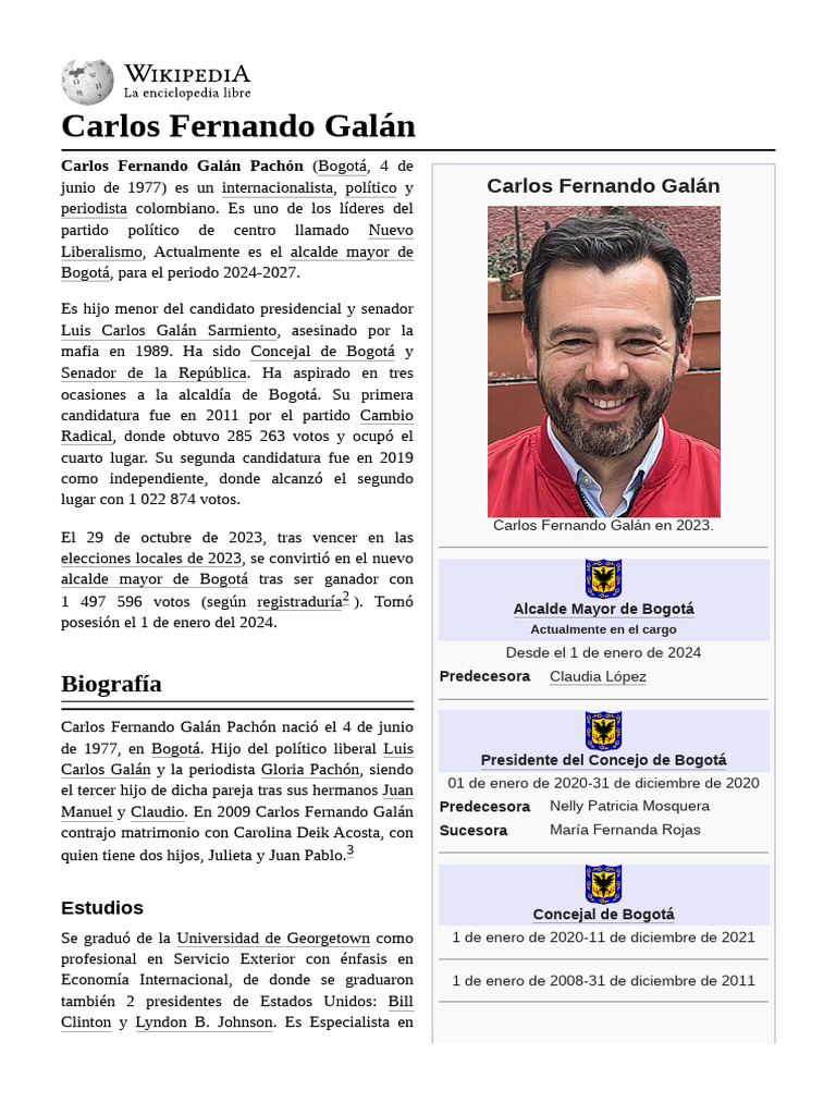Carlos Fernando Galán: Alcalde de Bogotá | PDF | Colombia | Gobierno