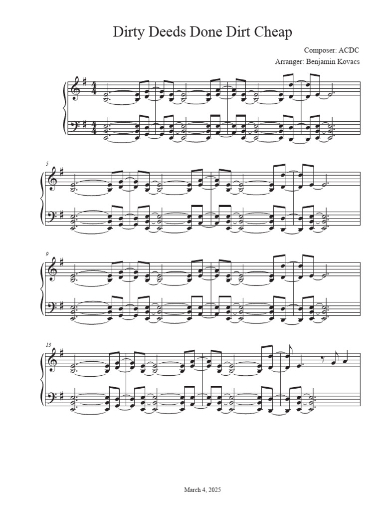 Dirty Deeds Done Dirt Cheap - Score | PDF | Rock Music