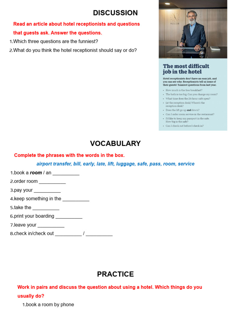 Hotel Receptionist Q&A Guide | PDF