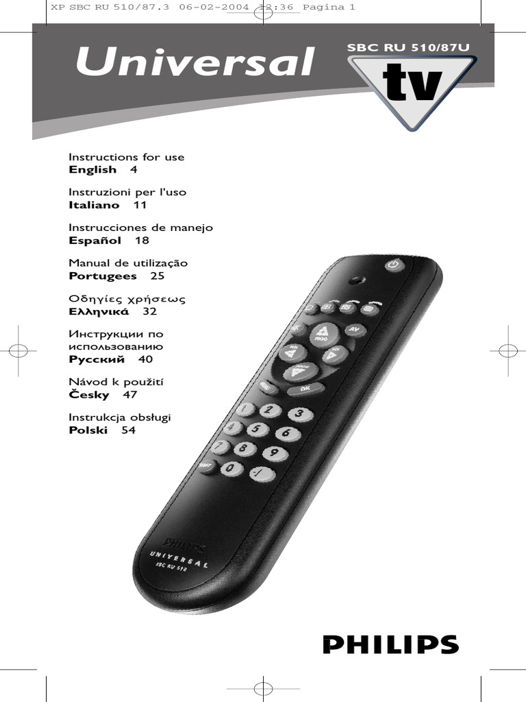 Philips Universal Remote Control Manual | PDF | Menu (Computing ...