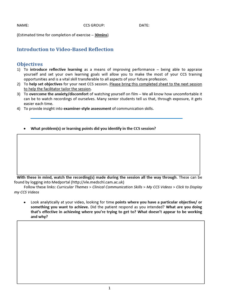 Video Reflection for CCS Training | PDF | Communication | Nonverbal ...