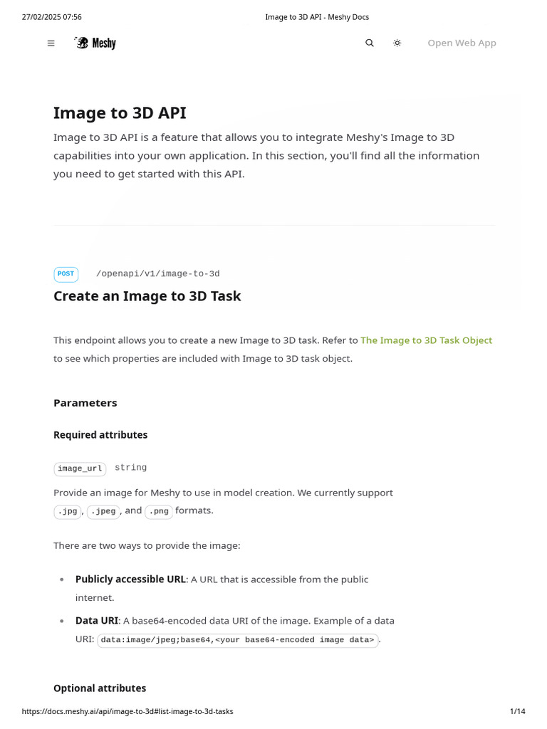 Meshy Image to 3D API Guide | PDF | 3 D Computer Graphics | Uniform ...