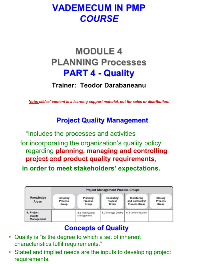 Teo PMP Mod 4 4 Quality | PDF | Quality Management | Business