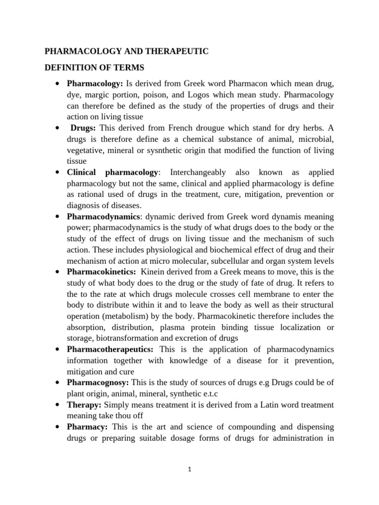 Pharmacology and Therapeutic | PDF | Pharmaceutical Formulation ...
