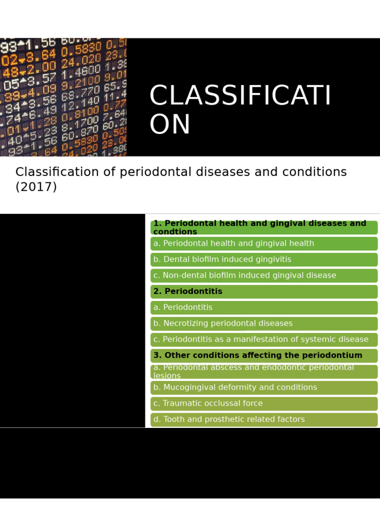 Classification | PDF | Periodontology | Diseases And Disorders