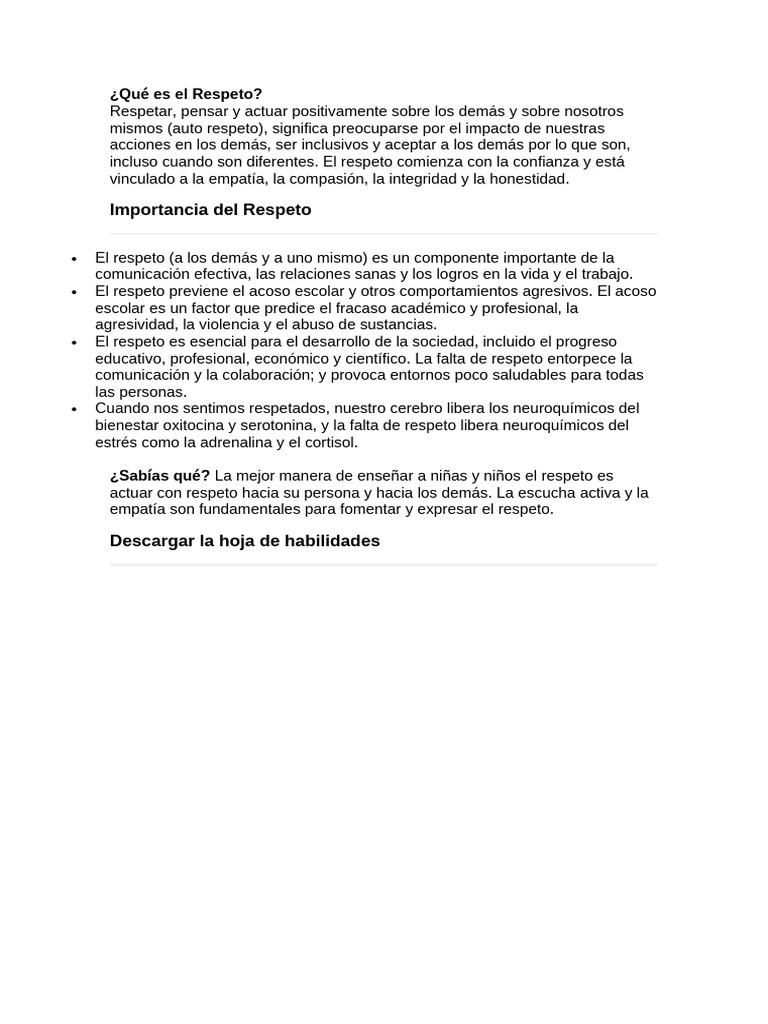Qué Es El Respeto | PDF