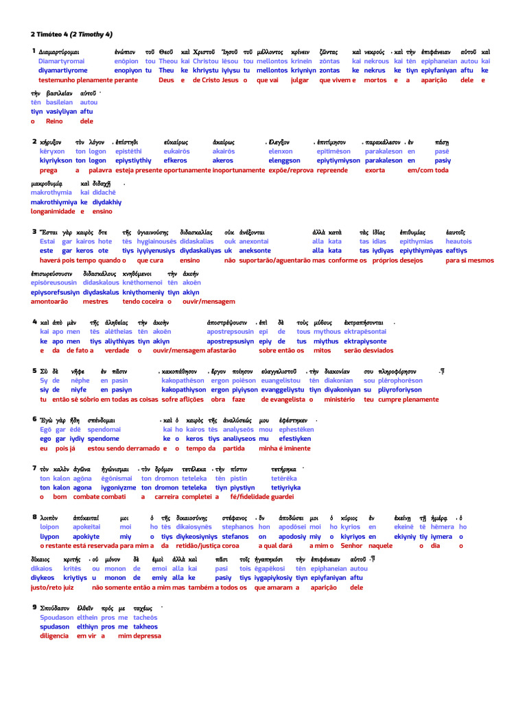 2 Timóteo 4 1 Bíblia Nos Originais Pdf Bíblia