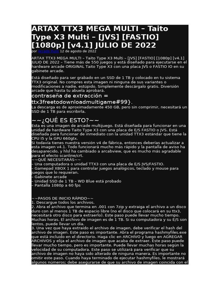 Artax TTX3 Mega Multi v4.1 para Arcade | PDF | Bios | Hardware de la ...