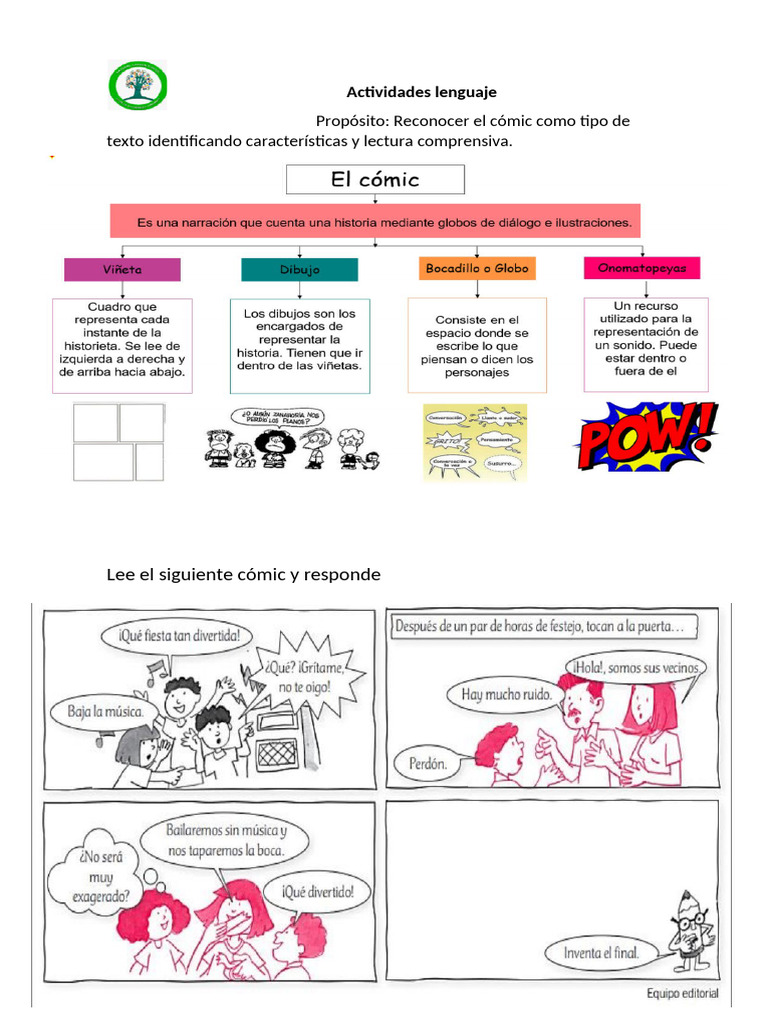 Actividades de comprensión del cómic | PDF