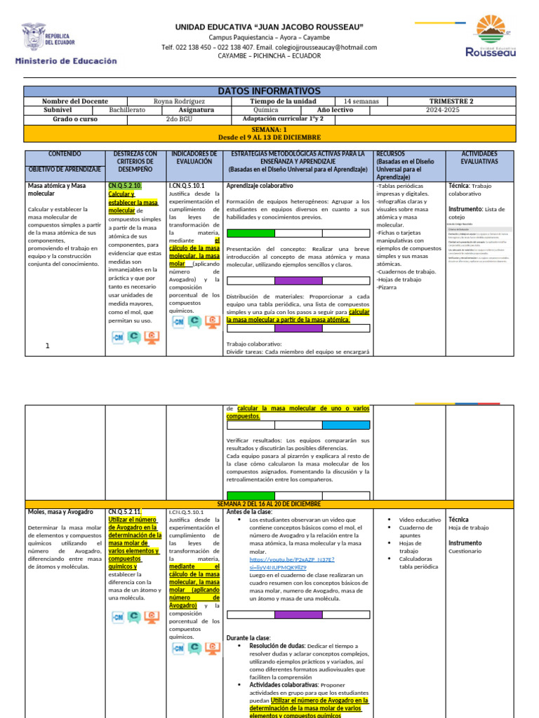 Química 2 Segundo Trimestre Jr | PDF | Química | Concentración
