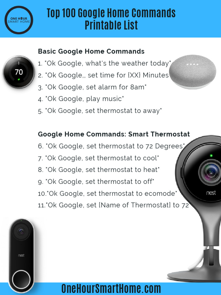 Top 100 Google Home Commands List | PDF