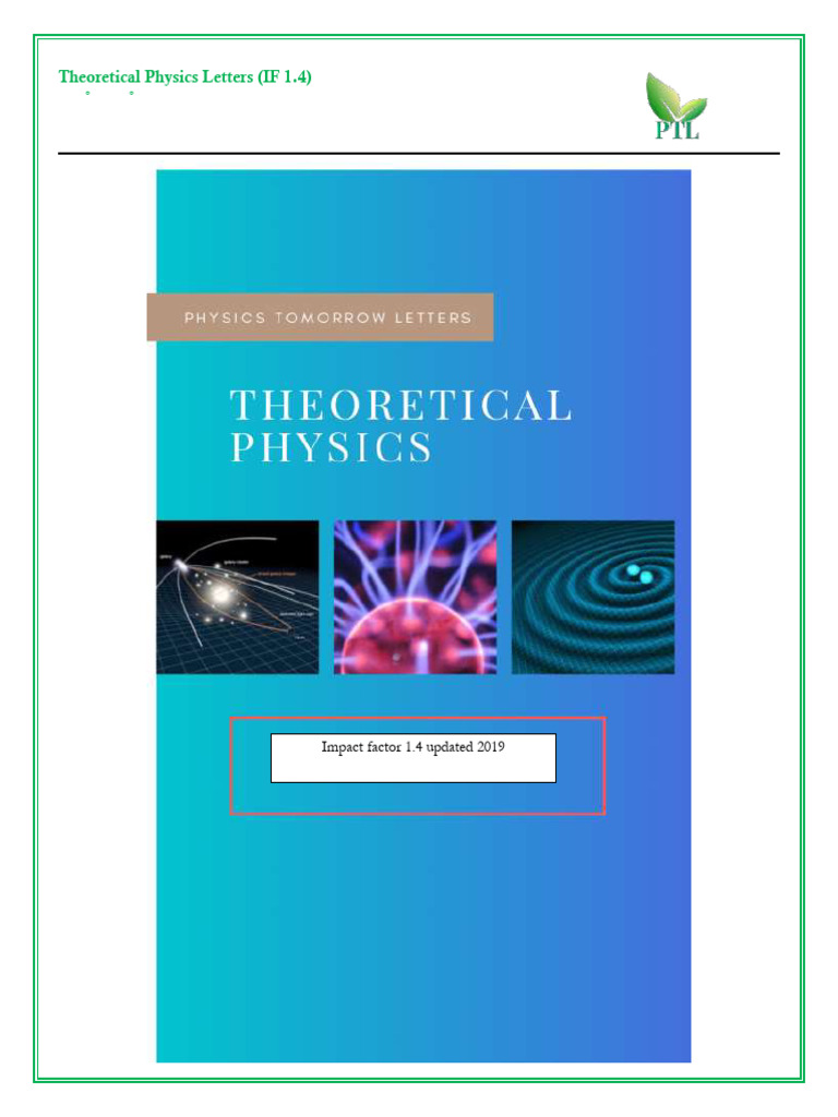 Theoretical Physics Letters (IF 1.4) : Impact Factor 1.4 Updated 2019 ...