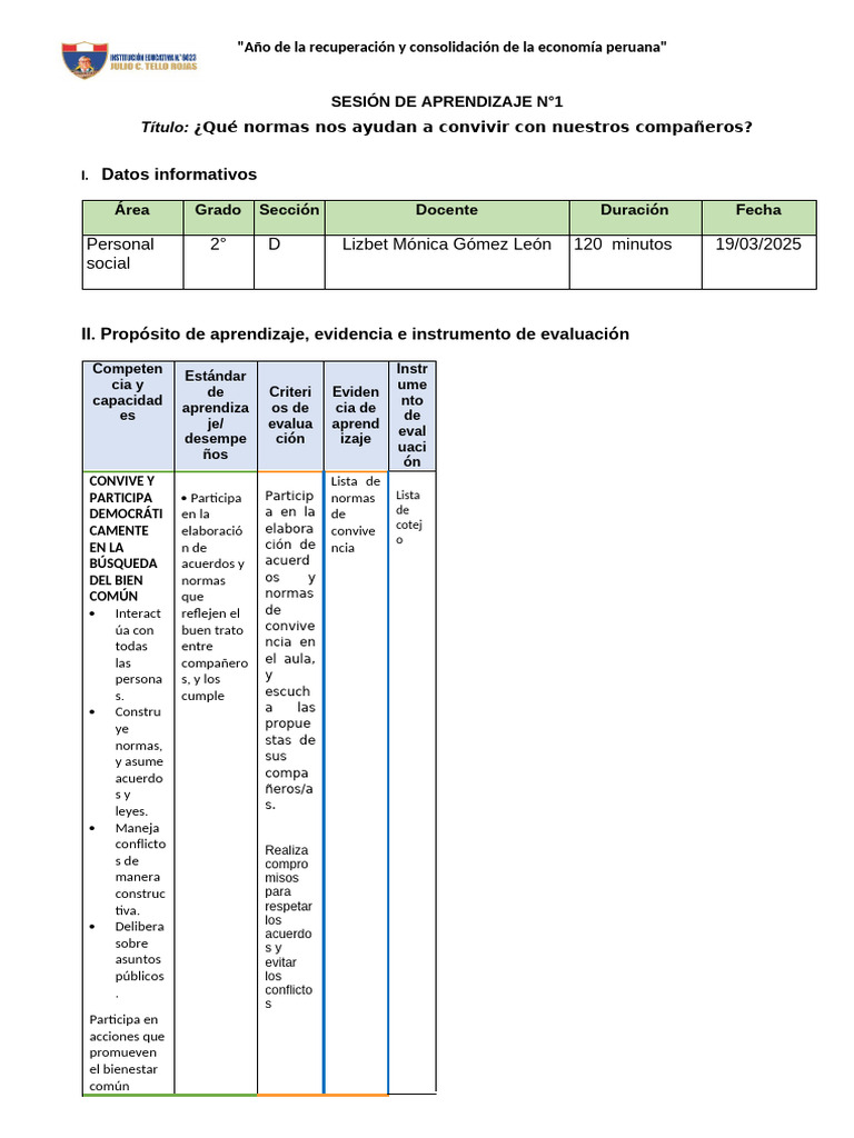 Normas de Convivencia en el Aula | PDF | Aprendizaje | Metacognición