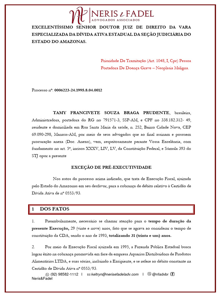 Exceção de Pré-Executividade: Prescrição | PDF | Estatuto de limitações ...