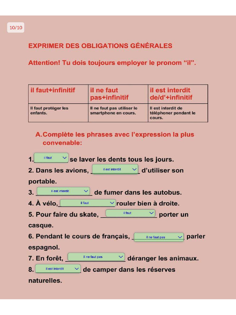 Exprimer L'obligation Et L'interdiction | PDF
