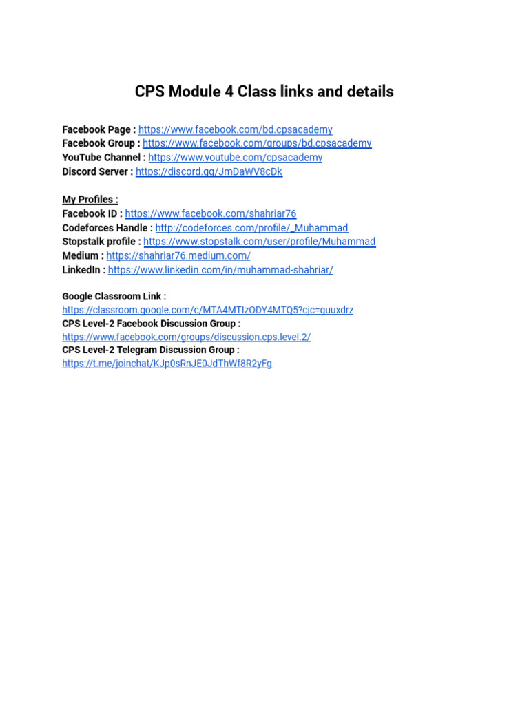 CPS Level - 02 Class Links | PDF | Algorithms | Graph Theory