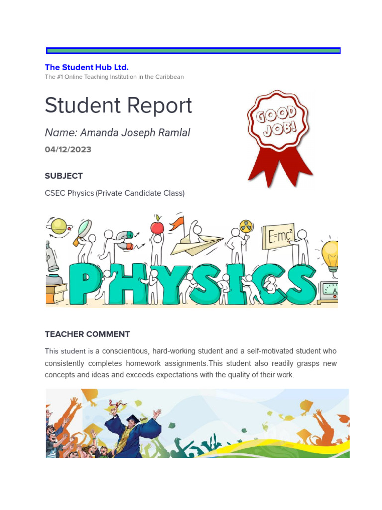 CSEC Physics Student Report: Amanda Ramlal | PDF