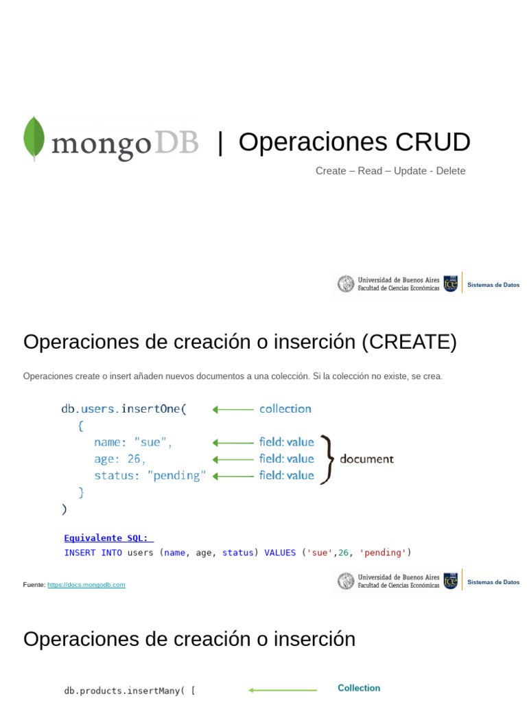 Ut 5 - Crud - Mongodb | PDF | SQL | Paradigmas de programación
