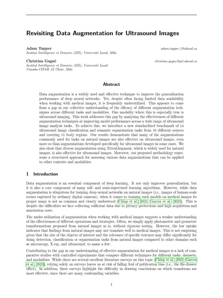 Data Augmentation in Ultrasound Imaging | PDF | Medical Imaging | Deep ...