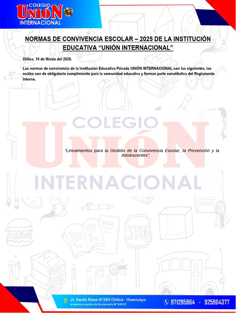 Normas de Convivencia Escolar 2025 | PDF | Escuelas | Tolerancia