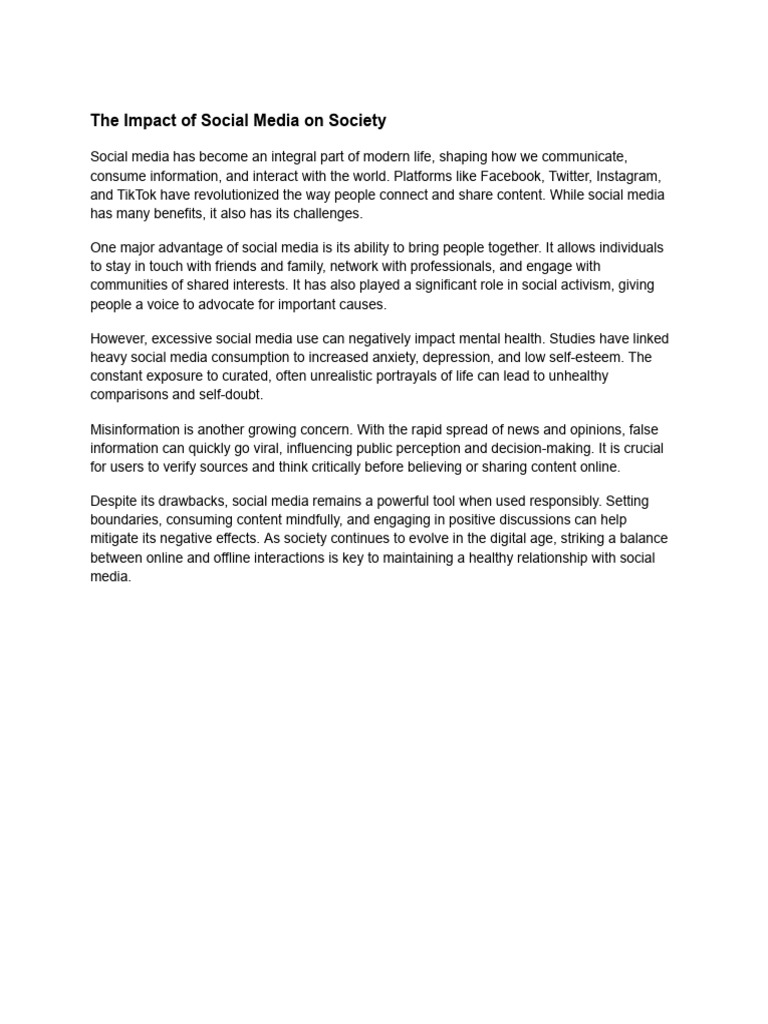 The Impact of Social Media On Society | PDF