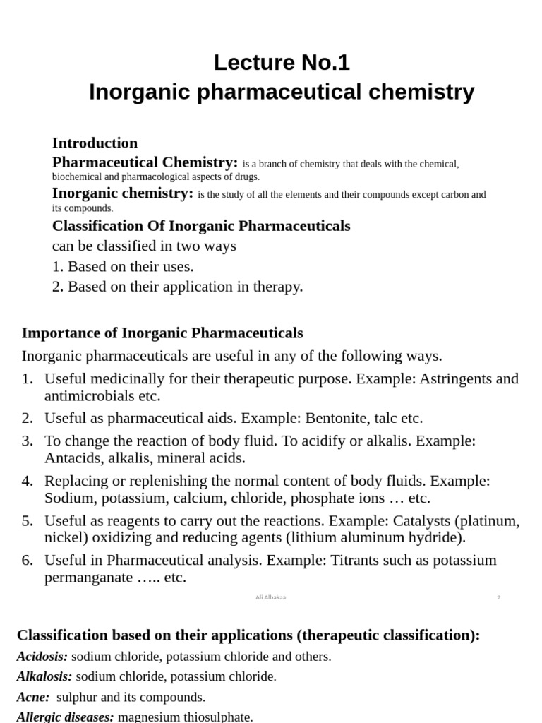 Inorganic Pharmaceuticals Overview | PDF | Coordination Complex ...