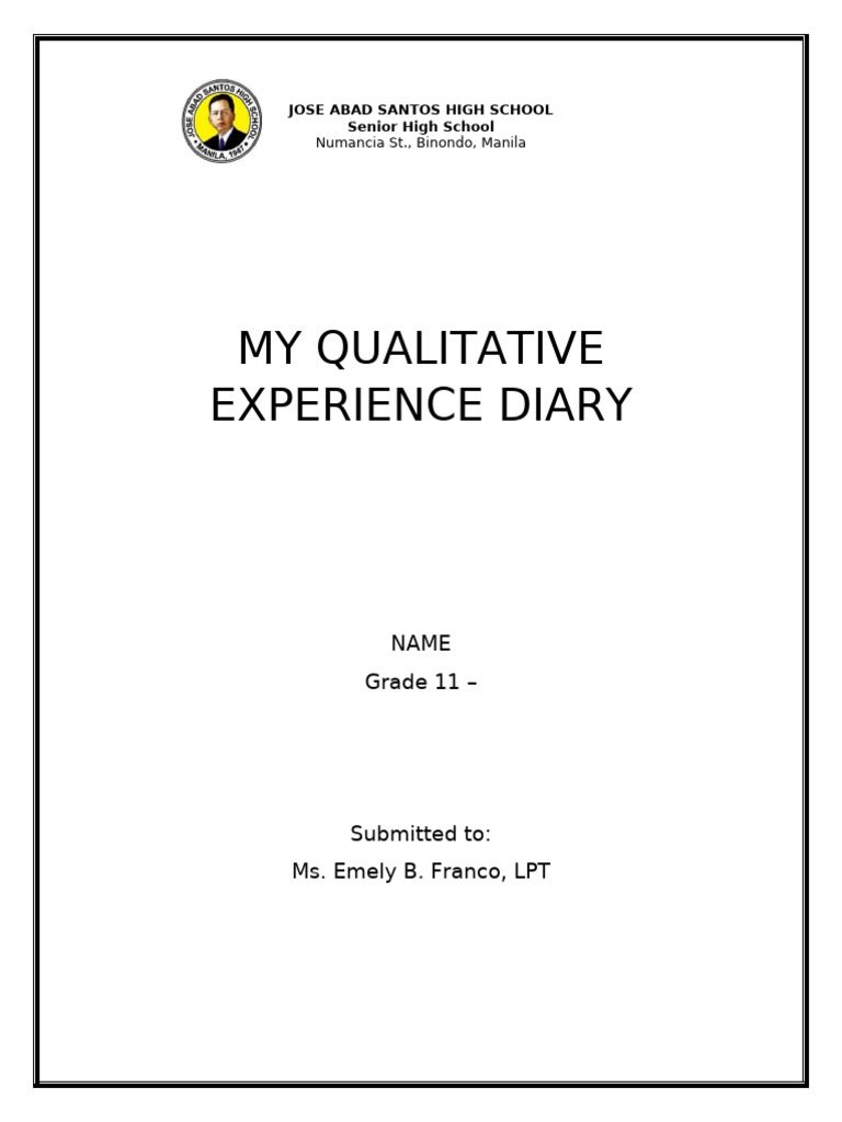 Qualitative Experience Diary Template | PDF