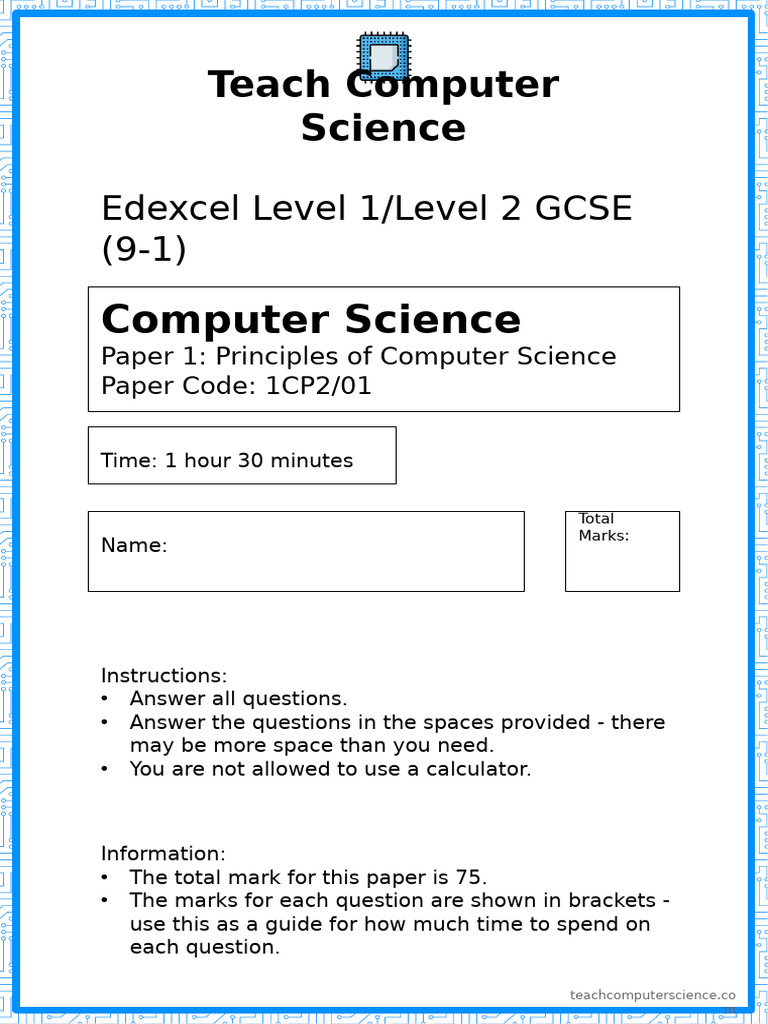 Edexcel GCSE Computer Science Paper 1 | PDF | Computer Data Storage ...