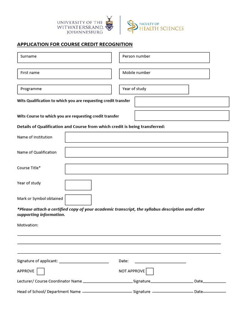 Course Credit Recognition Application | PDF