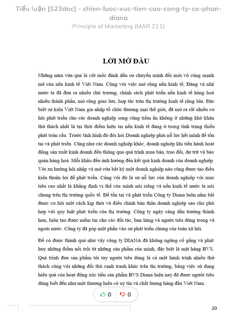 Tieu Luan 123doc Chien Luoc Xuc Tien Cua Cong Ty Co Phan Diana ...