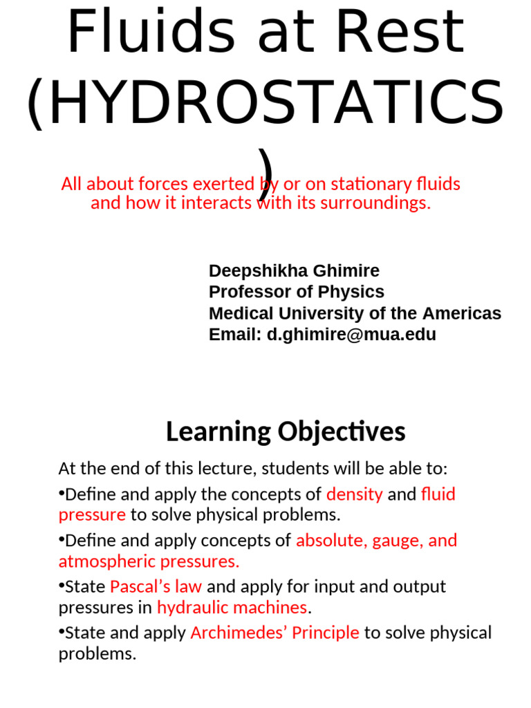 Fluids at Rest | PDF | Pressure | Buoyancy