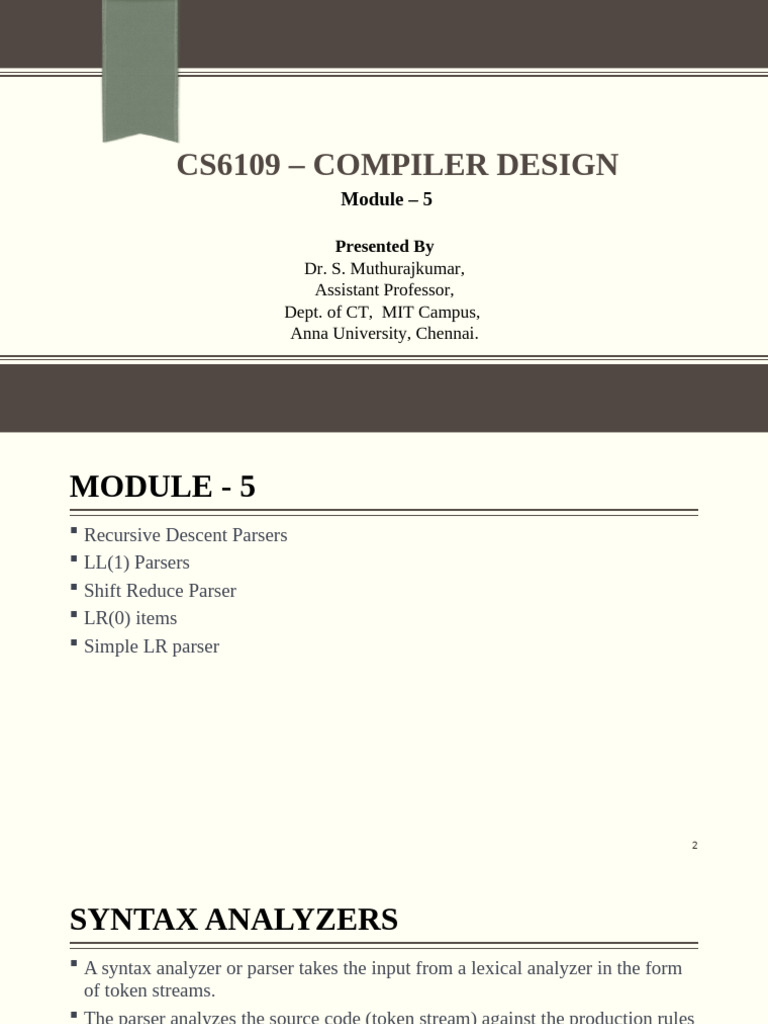 Compiler Design: Syntax Analyzers & Parsing | PDF | Parsing | Syntax ...