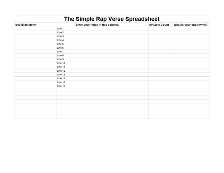 Simple Rap Verse Structure Template | PDF