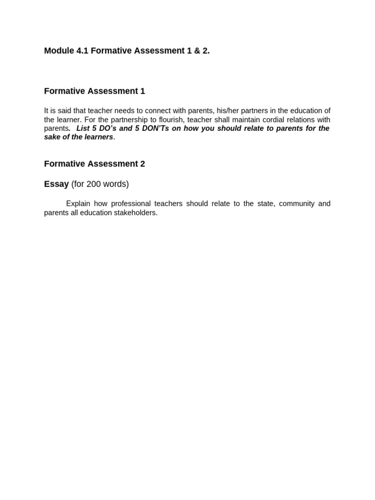 Module 4.1 Formative Assessments | PDF