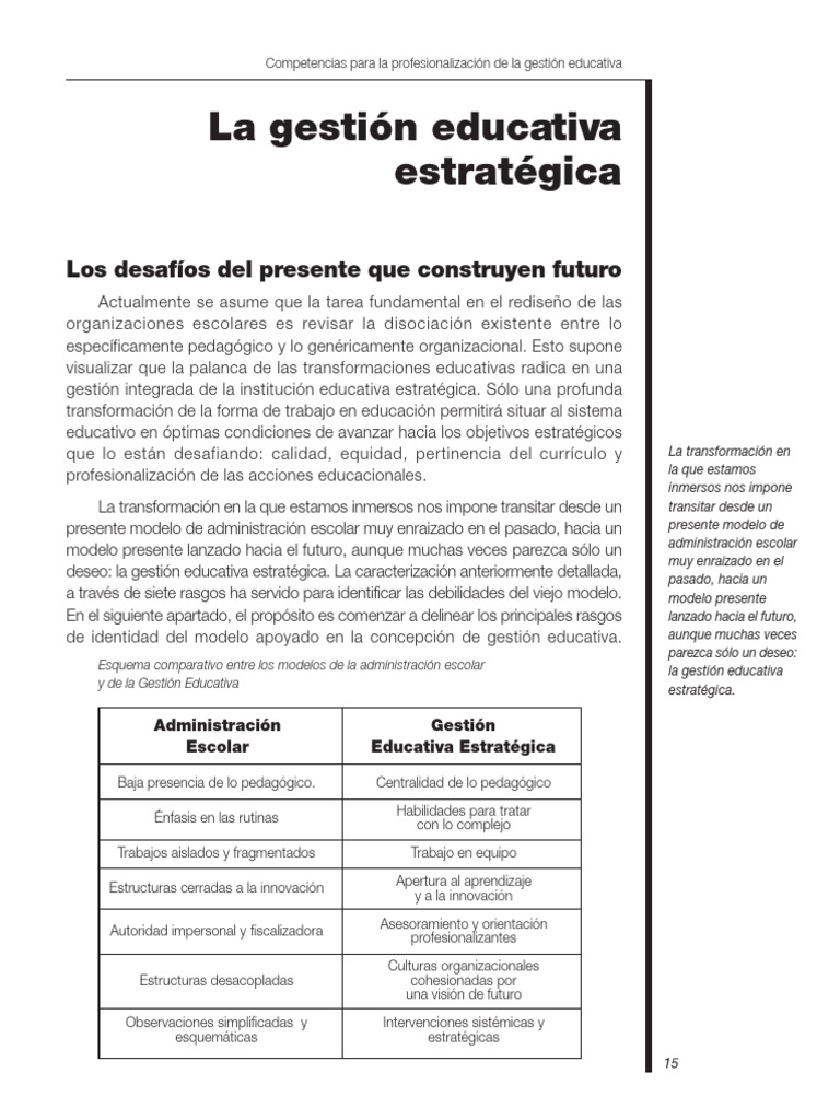 Gestión Educativa Estratégica y Competencias | PDF | Enseñando | Plan ...