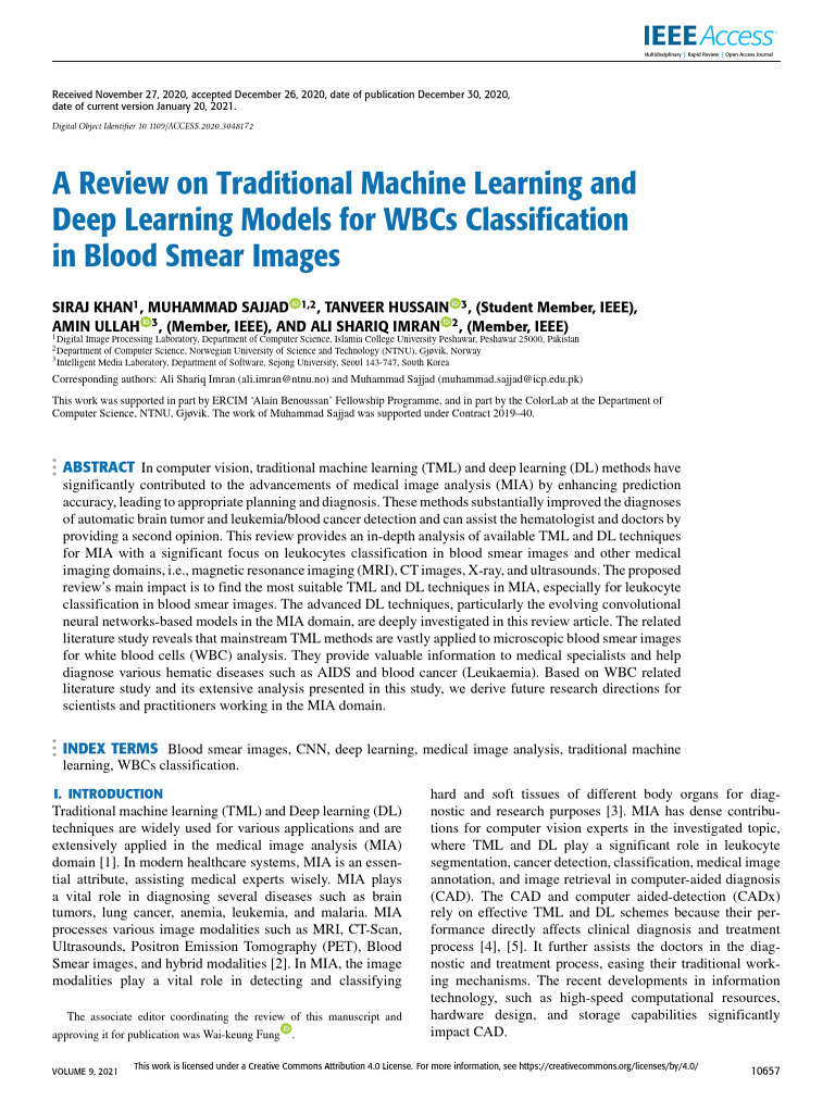 WBC Classification: TML and DL Techniques | PDF | Medical Imaging ...