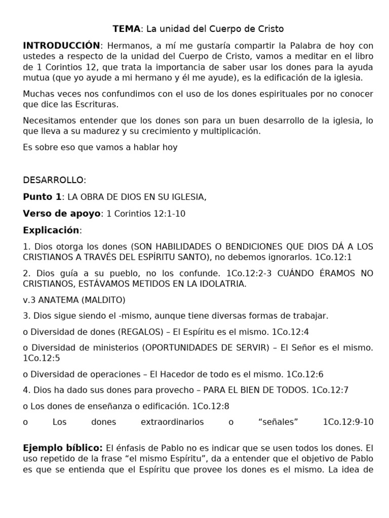 La Unidad Del Cuerpo de Cristo | PDF | Cristo (título) | Alma