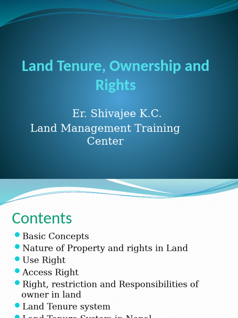 Land Tenure, Ownership and Rights (S S) | PDF | Property | Leasehold Estate