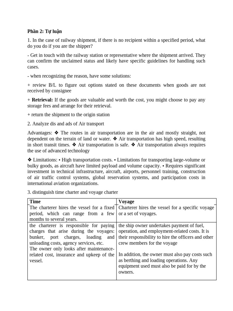 Shipping Procedures and Transport Analysis | PDF | Cargo | Freight ...