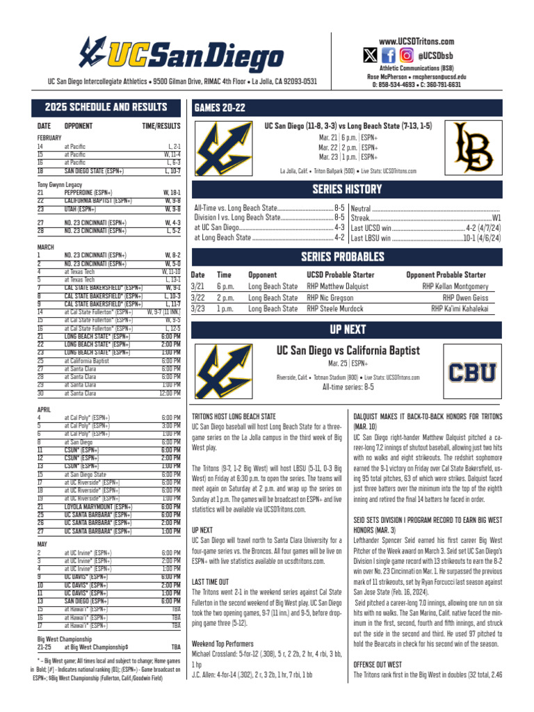 BSB_Game_Notes_25-WEEK_6 | PDF | Ball And Bat Games