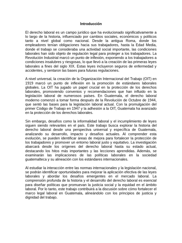 Historia del Derecho Laboral en Guatemala | PDF | Derecho laboral | Salario