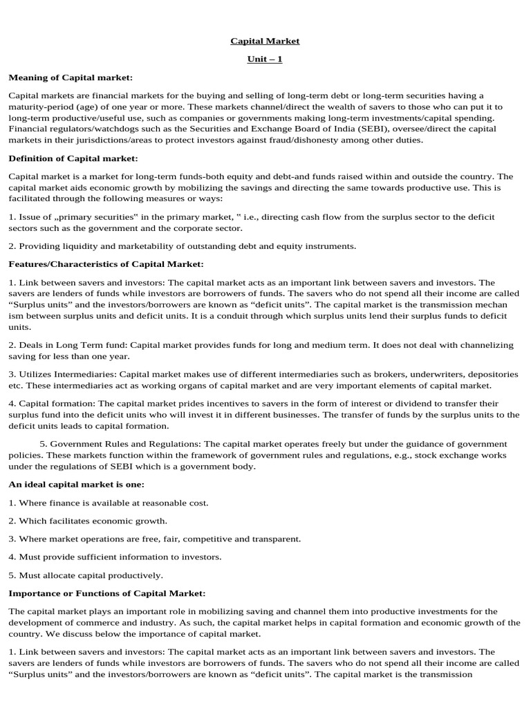 Overview of Capital Markets | PDF | Bonds (Finance) | Derivative (Finance)