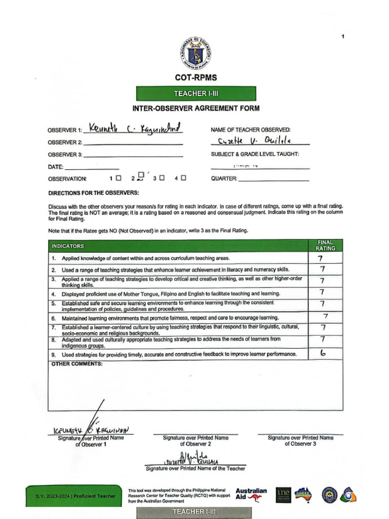 Cot Ratings | PDF