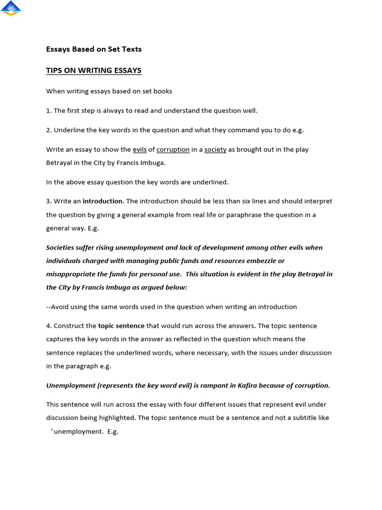 Writing Essays on Set Texts Guide | PDF