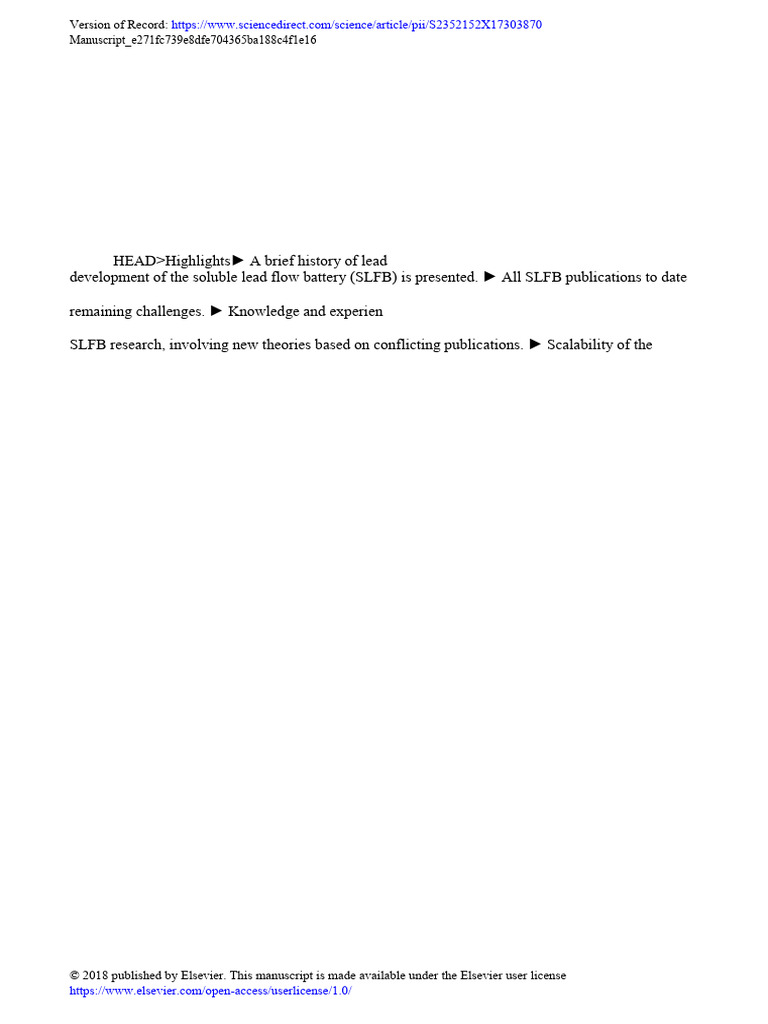 Soluble Lead Flow Battery Review | PDF | Redox | Electrochemistry