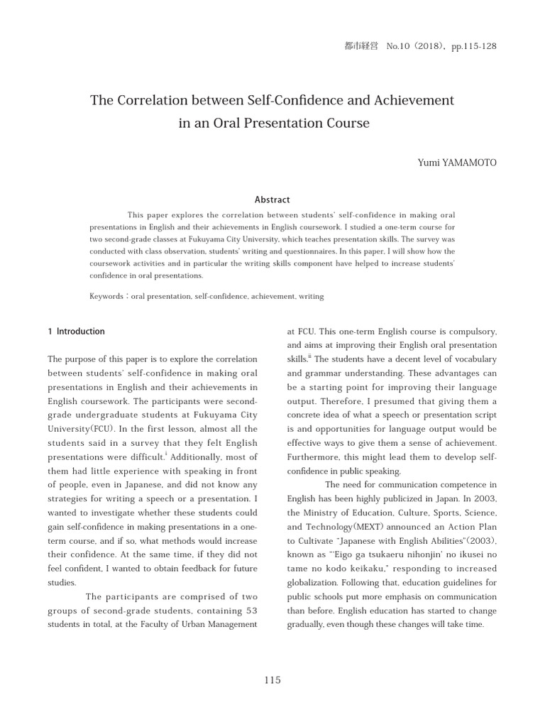 Self-Confidence in English Presentations | PDF | Public Speaking ...